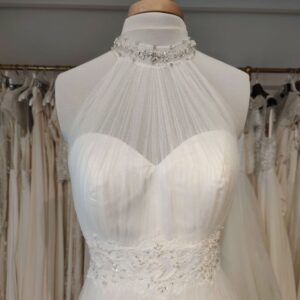 robe mariée tour du cou américain en tulle