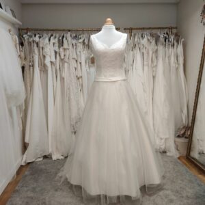 Robe mariée trapèze Guipure et tulle - Depot vente Toulouse